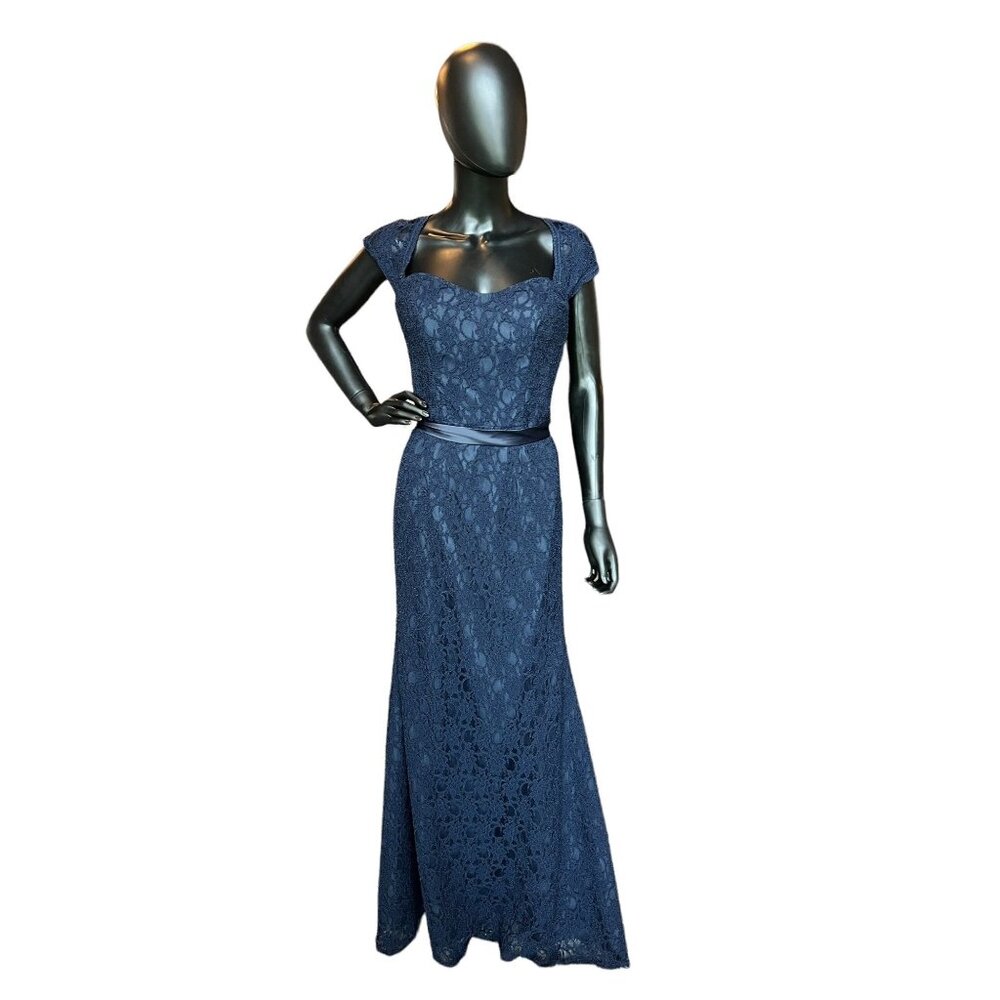 Mori Lee Navy Lace Gown